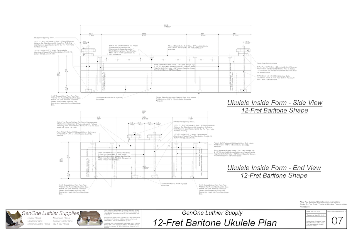 Baritone 12 Ukulele Form Package GenOne Luthier Services