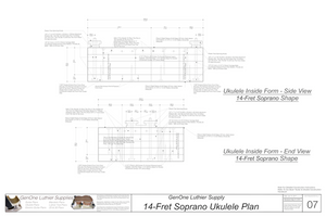 Soprano 14 Ukulele Form Package, Front and Side Views