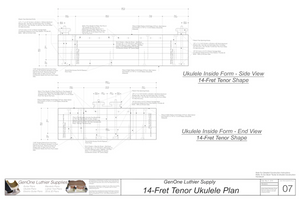Tenor 14 Ukulele Form Package, Front and Side Views