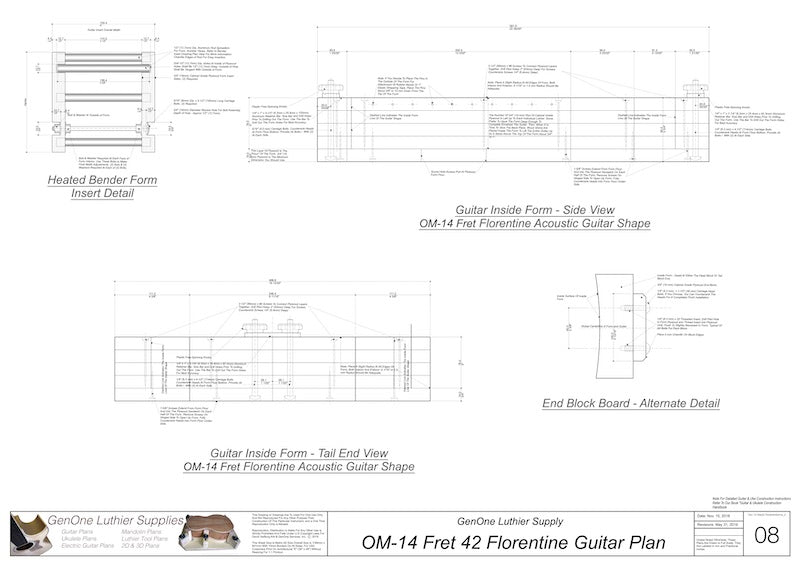 OM-12 Fret 42 Florentine Fret Guitar Form Package Front and Side Views