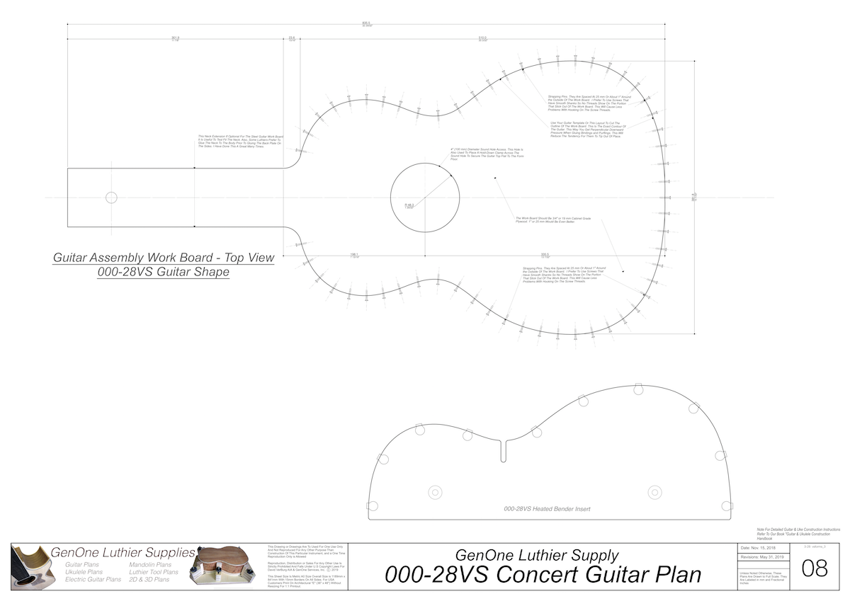 000-28vs Guitar Plans Workboard & Heated Bender Form Inserts