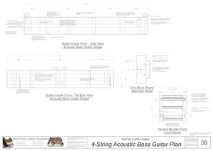 4-String Acoustic Bass Guitar Plans inside form side view, end view, form insert detail