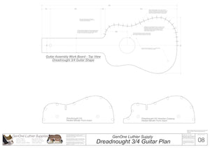 Dreadnought 3/4 Guitar Plans Workboard & Heated Bender Form Inserts