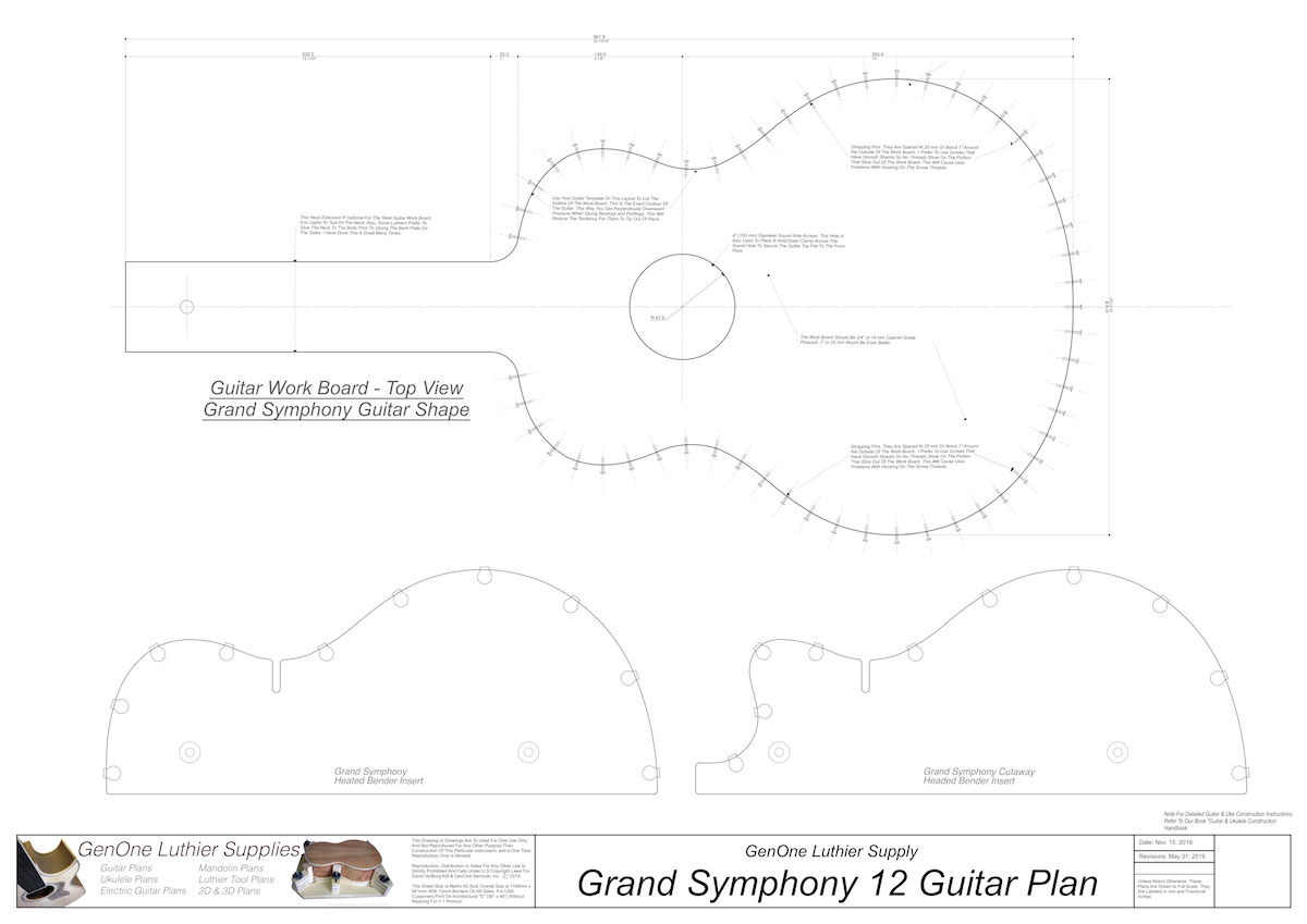 Grand Symphony 12-String Guitar Plan Workboard & Heated Bender Form Inserts