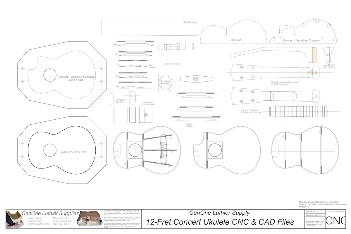 Concert 12 Ukulele 2D CNC Files