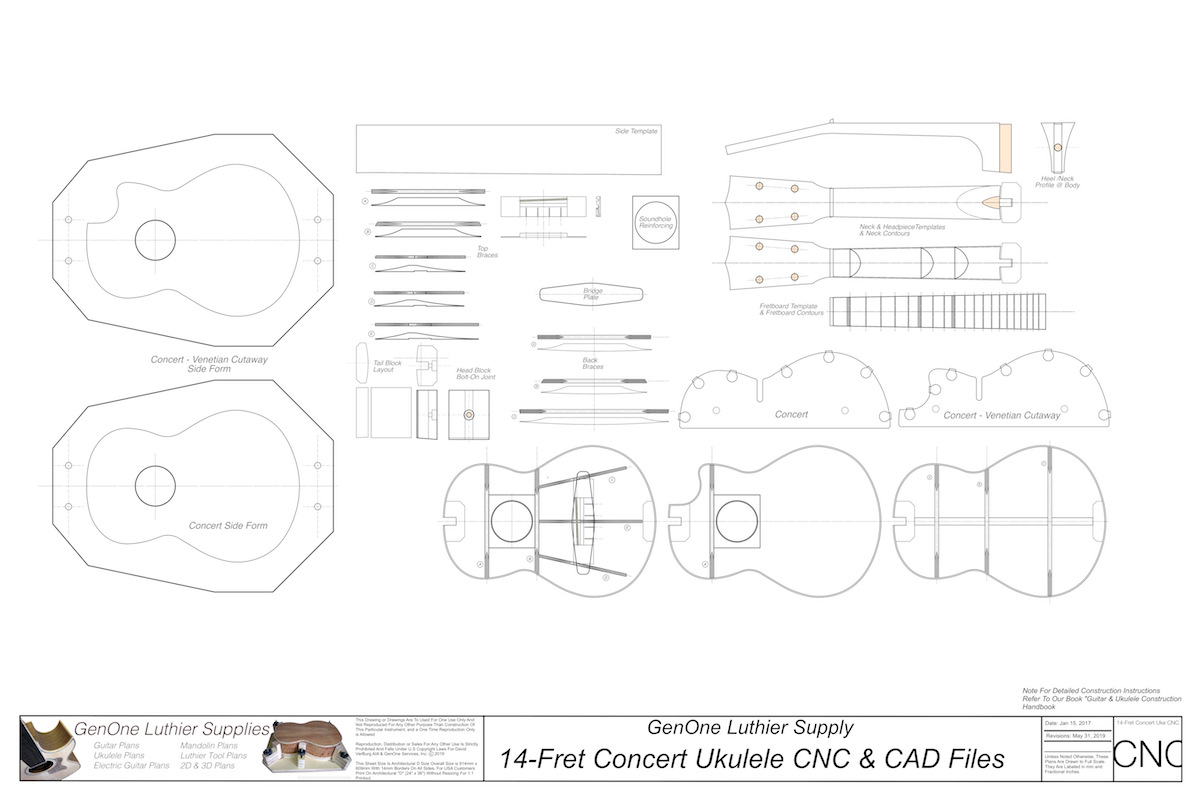 Concert 14 Ukulele 2D CNC Files