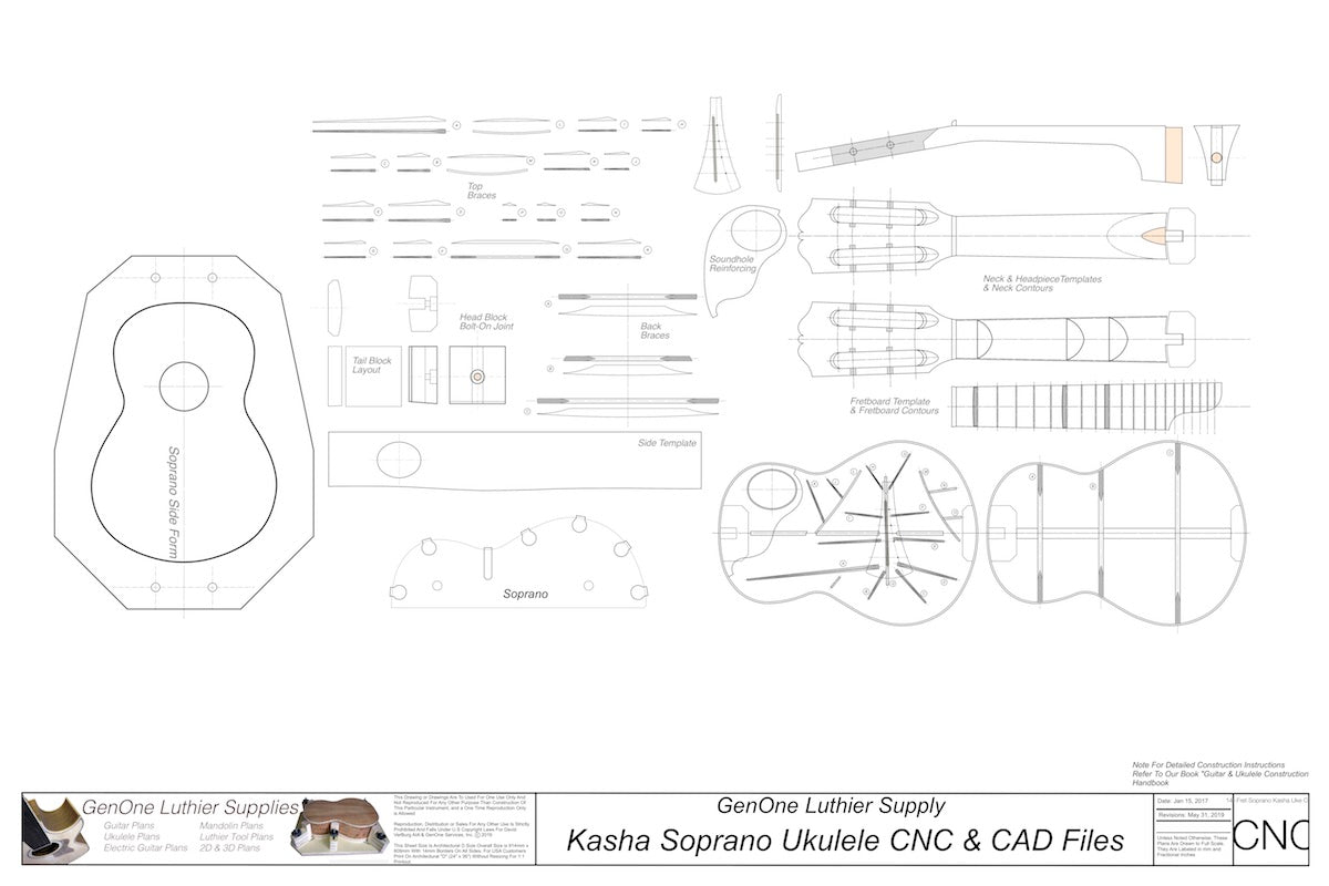 Soprano 14 Kasha Ukulele 2D CNC Files