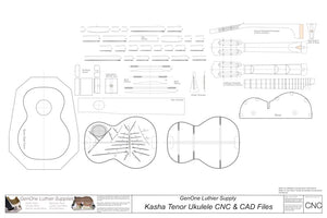 14-Fret Tenor Kasha Braced Ukulele Plans, 2D CNC File Content