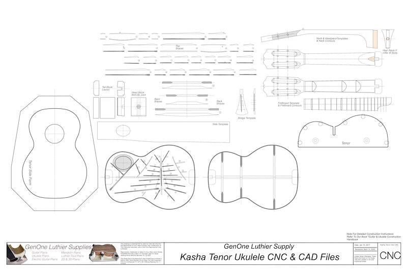 Tenor 14 Kasha Ukulele 2D CNC Files