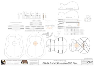 OM 12-Fret 42 Florentine Guitar Plan, 2D CNC File Content