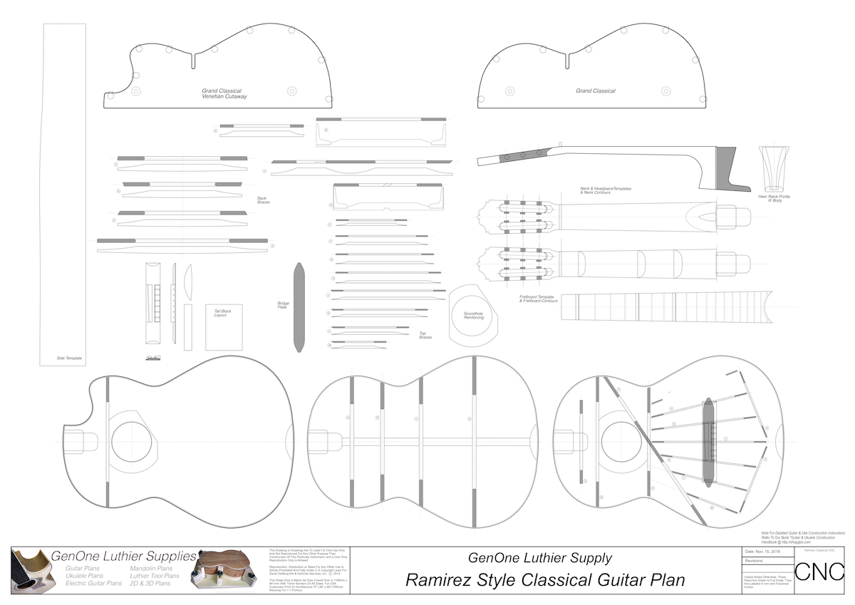 Classical Guitar Plans - Ramirez Bracing 2D CNC Files