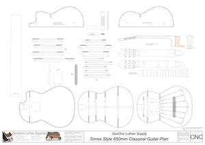 Classical Guitar Plans - Torres Bracing 650mm 2D CNC Files