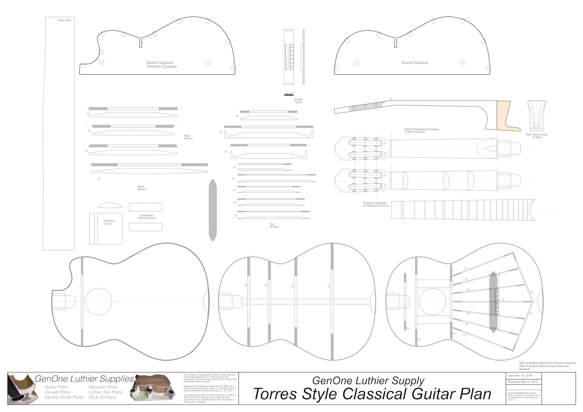 Classical Guitar Plans - Torres Bracing 2D CNC Files