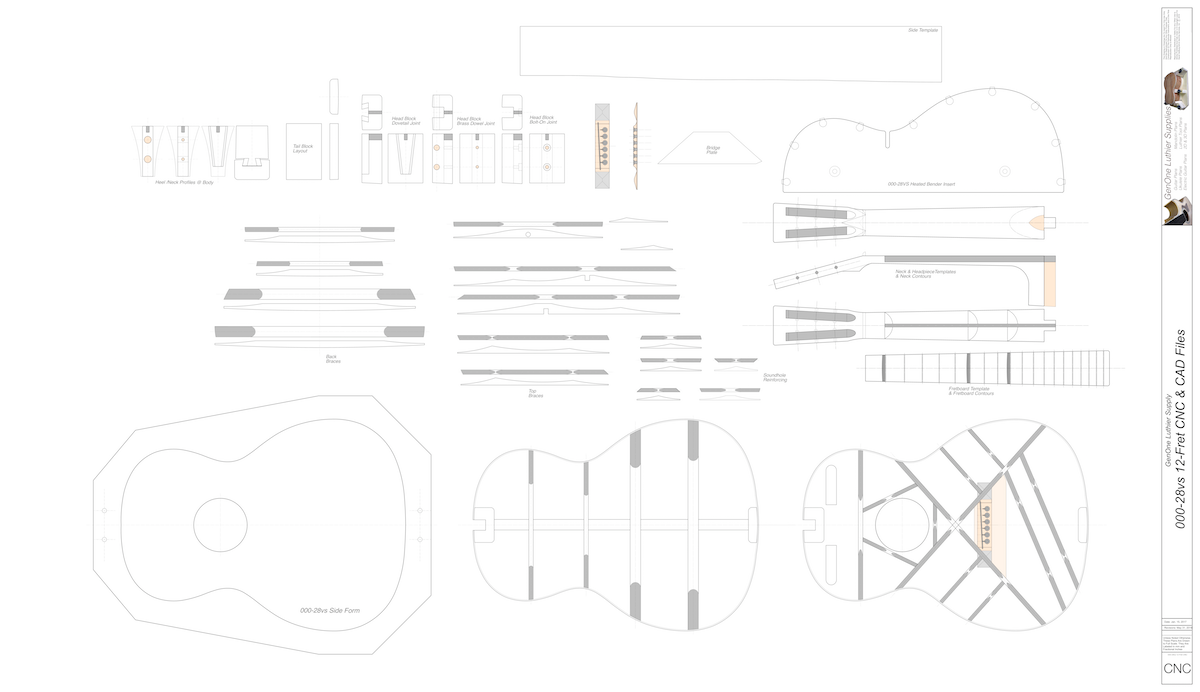 000-28vs Guitar Plans 2d CNC Files