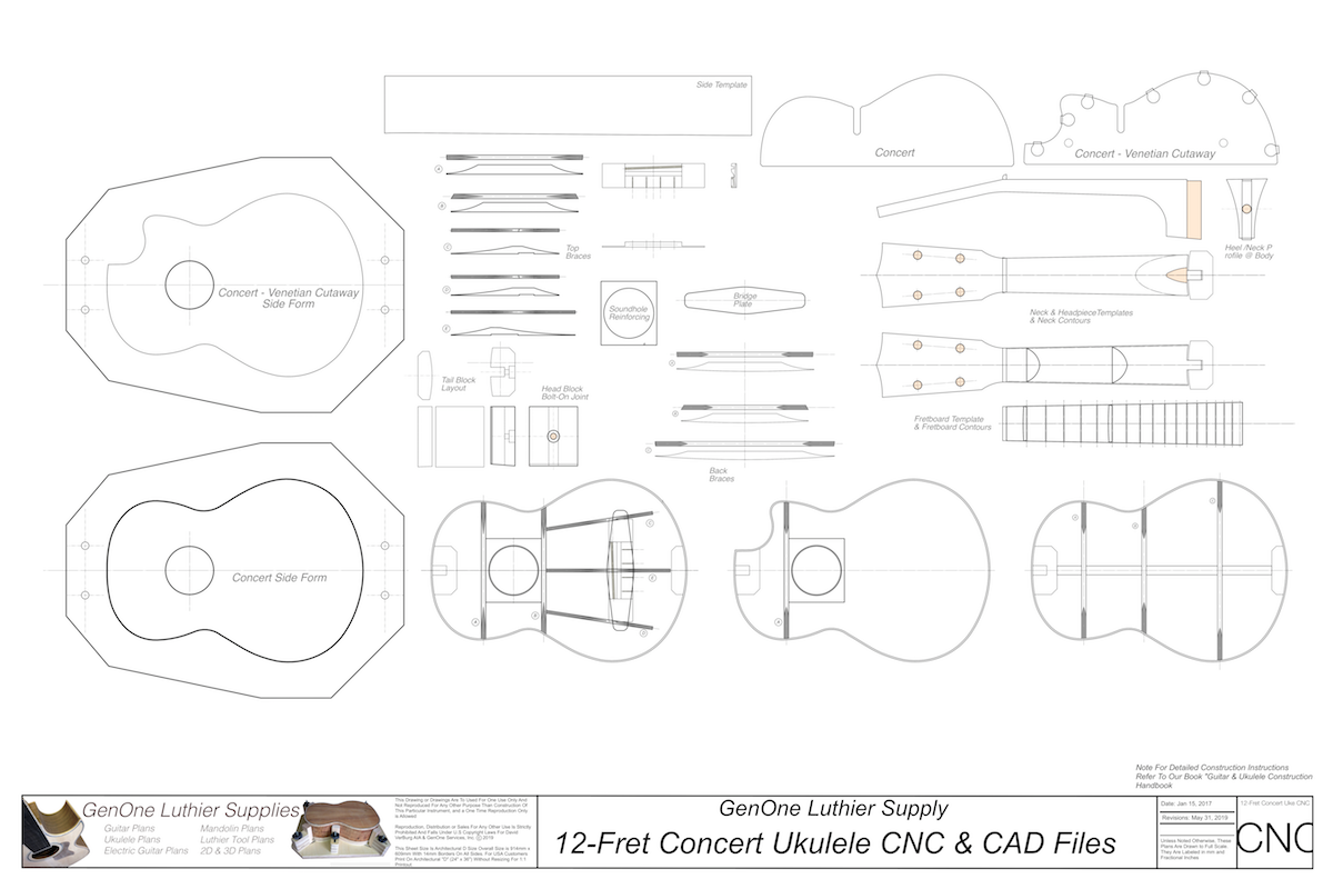 Concert 12 Ukulele Plans 2D CNC File Content