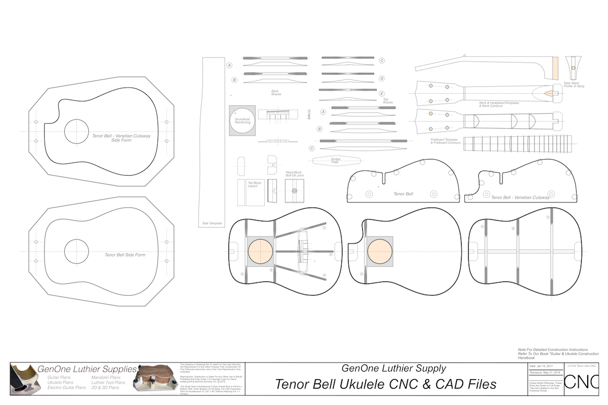 Tenor 14 Bell Shaped Ukulele Plans - GenOne Luthier Services