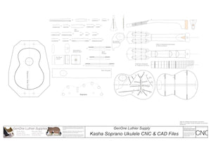 Soprano 14 Kasha Braced Ukulele Plans 2D CNC File Content