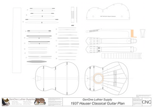 1937 Hermann Hauser Guitar Plans 2D CNC File Content