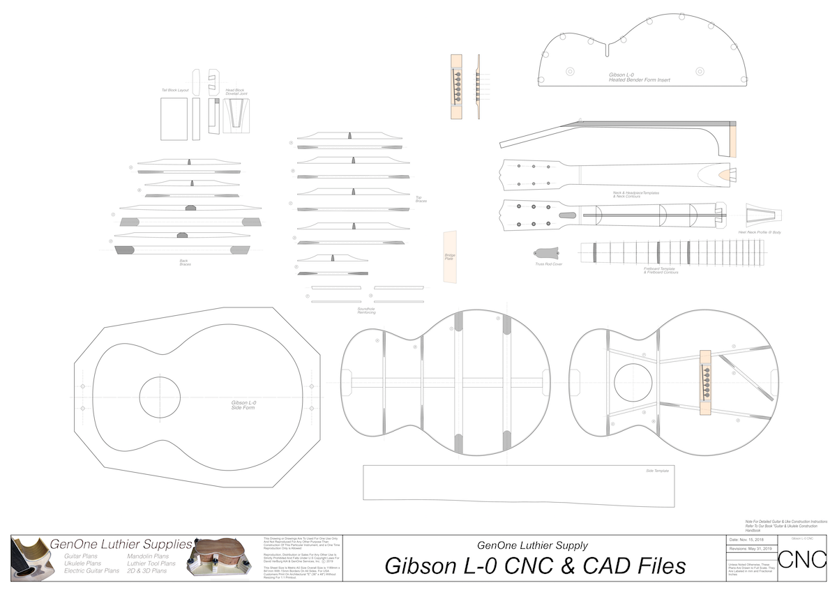 Gibson L-0 Guitar Plans 2d CNC Files