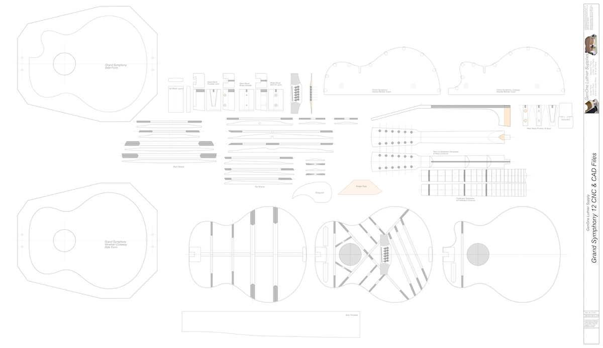Grand Symphony 12-String Guitar Plan 2d CNC Files