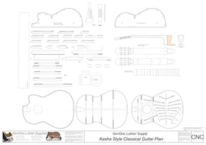 Classical Guitar Plans - Kasha Bracing 650mm 2D CNC File Content
