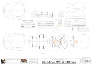 OM-14 Fret Guitar Plans 2d CNC Files