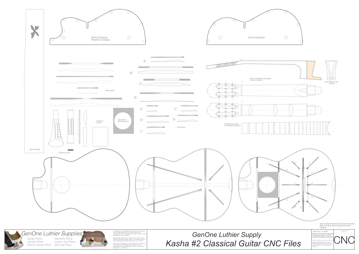 Classical Guitar Plans - Kasha 2 Bracing 2D CNC File Content