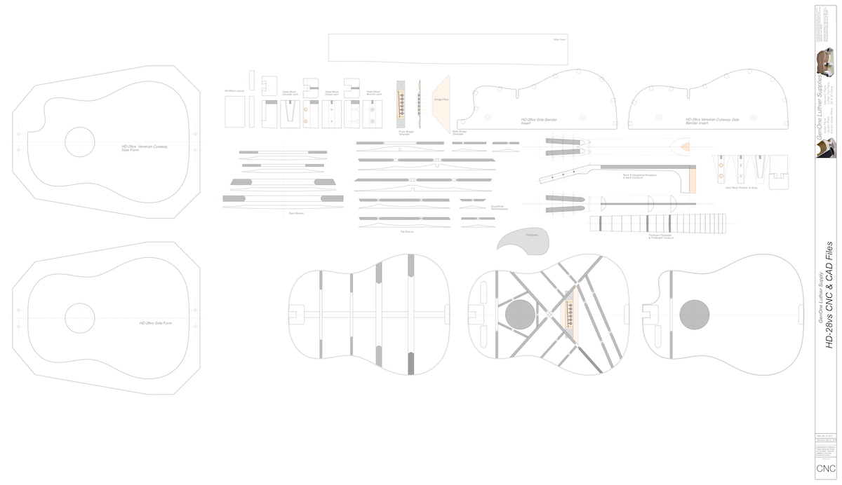 HD-28VS 12-Fret Guitar Plans Guitar Plans 2d CNC Files