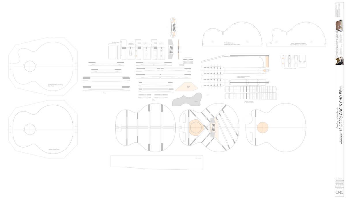 J-200 12-String Guitar Plans Guitar Plans 2d CNC Files