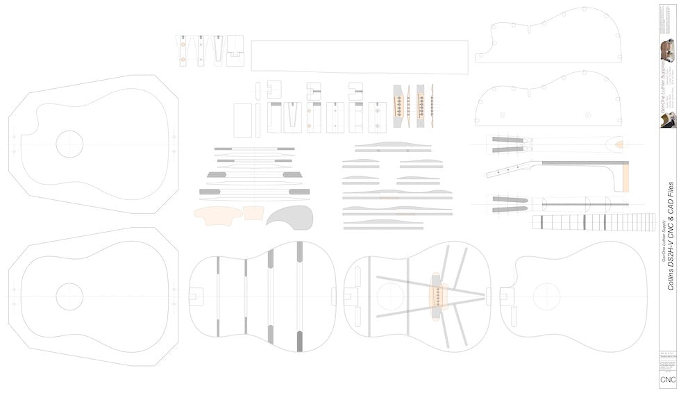 Collings DS2H V-Brace Guitar, 2D CNC File Content