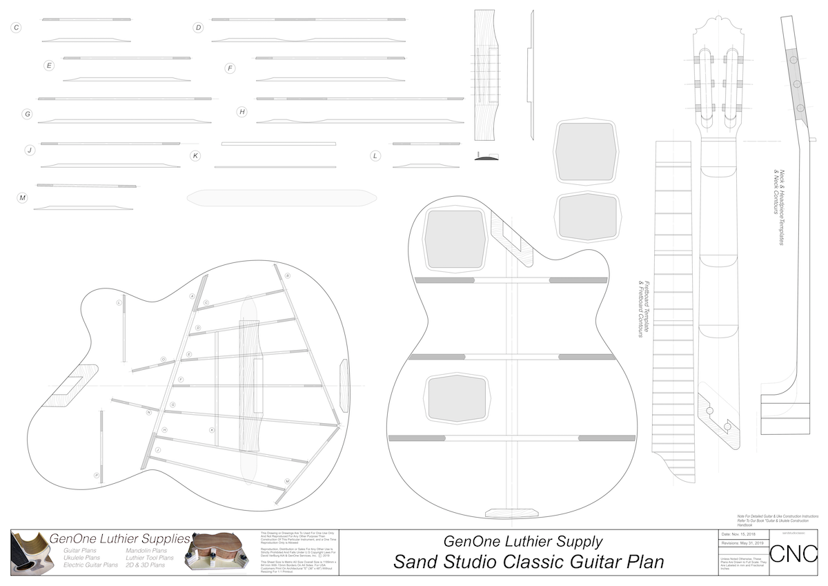 Electric Nylon Guitar Plans - Sand Studio Classic 2D CNC Files