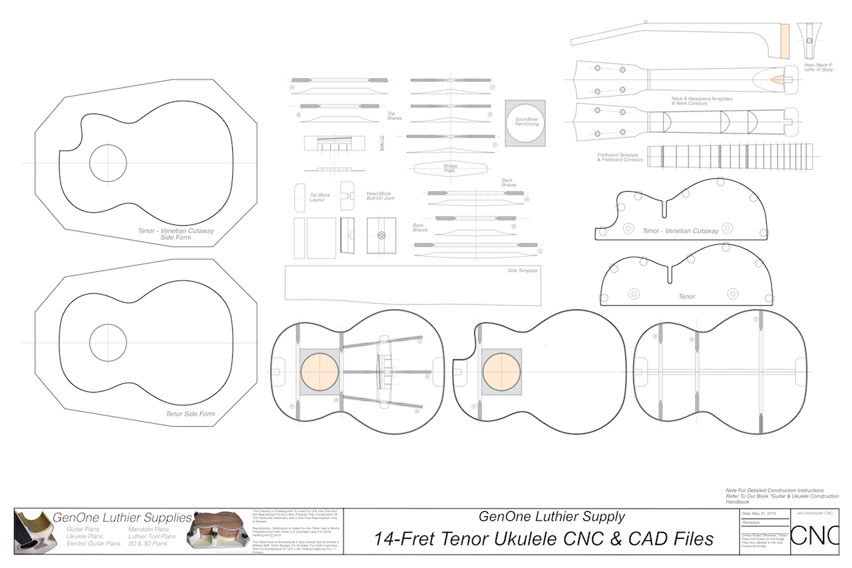 Tenor 14 Ukulele 2D CNC Files