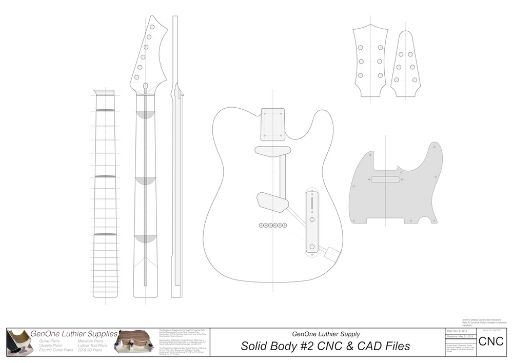Solid Body Electric Guitar 2 2D CNC Files GenOne Luthier Services