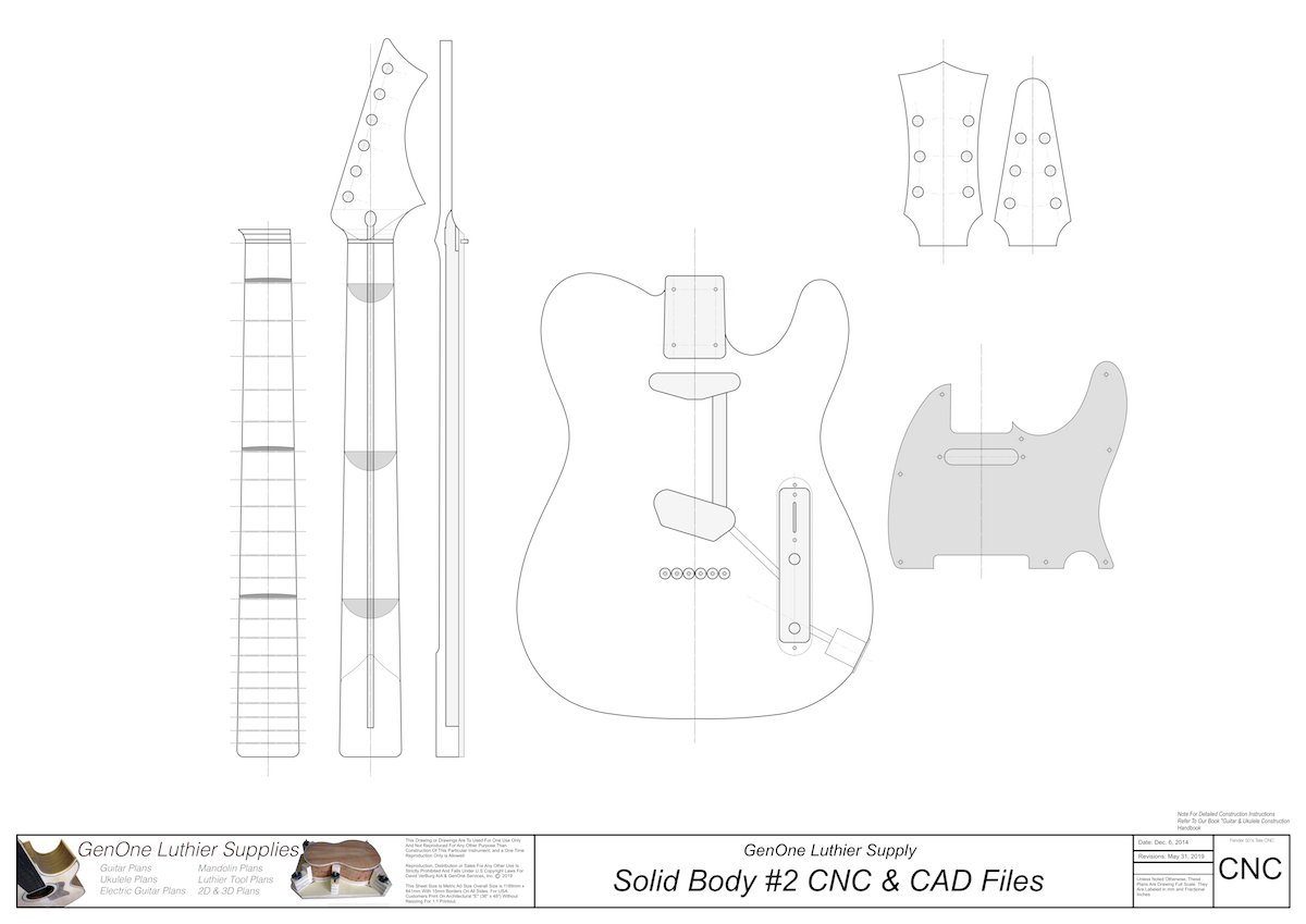 Solid Body Electric Guitar #2 2D CNC Files