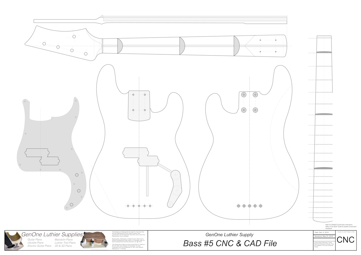Solid Body Electric Bass #3 2D CNC Files