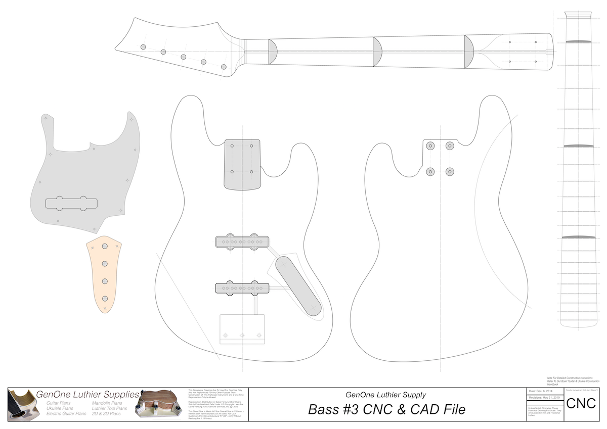 Solid Body Electric Bass #5 2D CNC Files