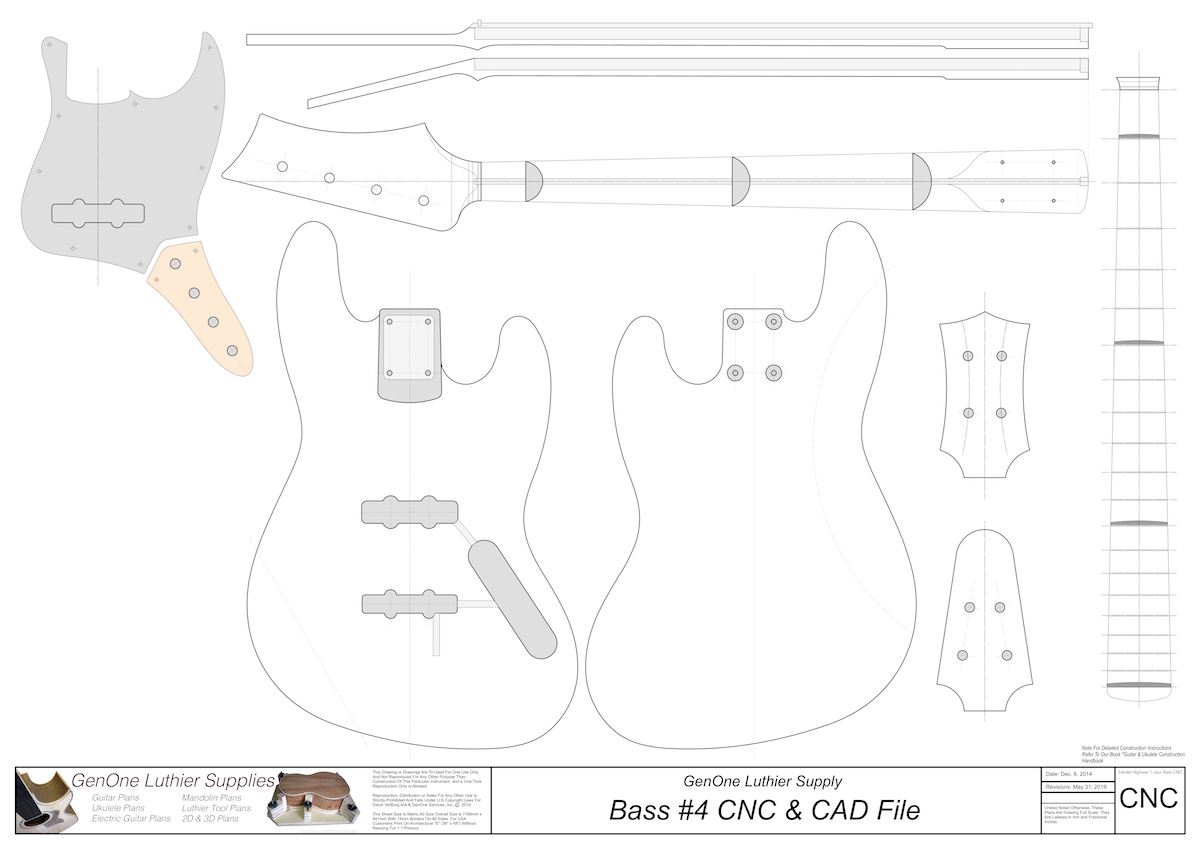 Solid Body Electric Bass #4 2D CNC Files