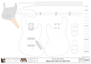 Solid Body Electric Bass Guitar Plan #4 2D CNC file contents