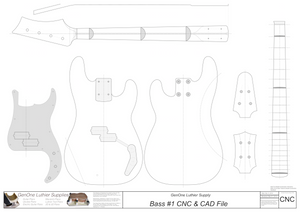 Solid Body Electric Bass Guitar Plan #1 2D CNC file contents