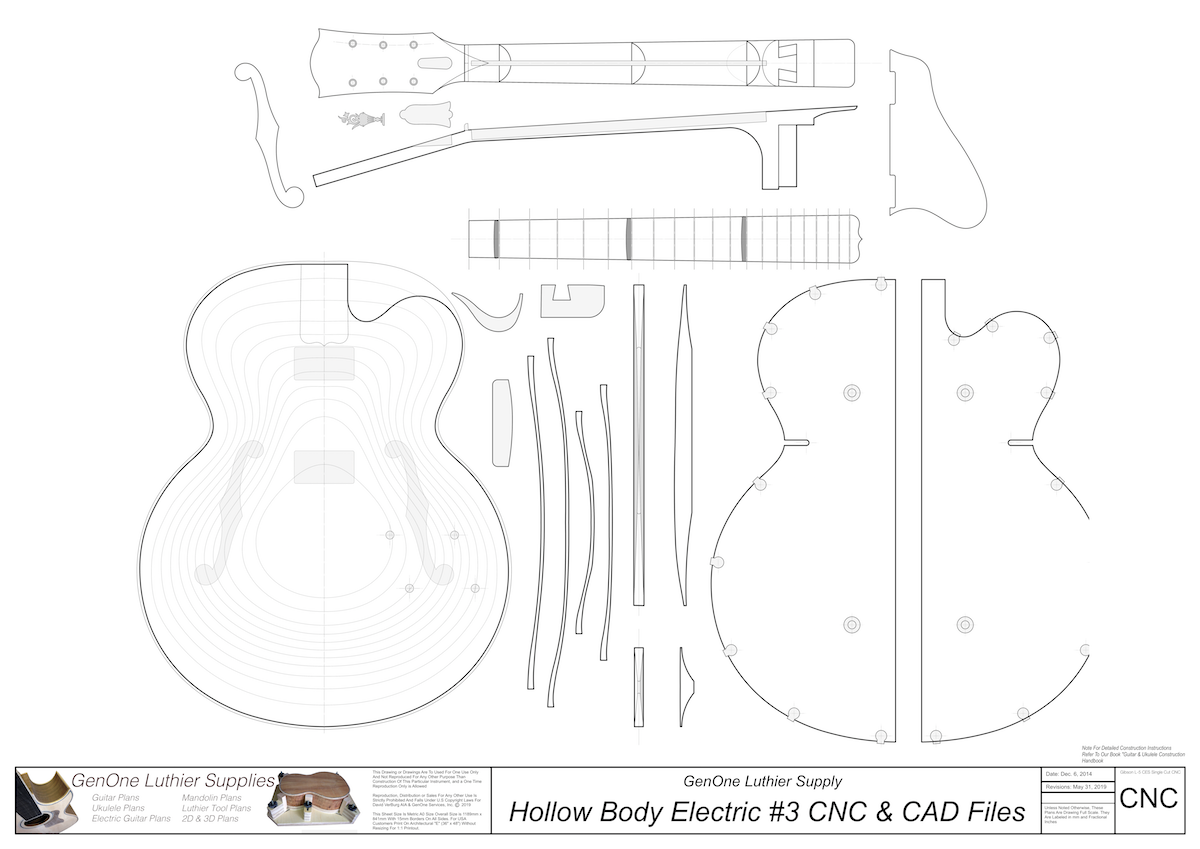 Hollow Body Electric Guitar #3 2D CNC Files