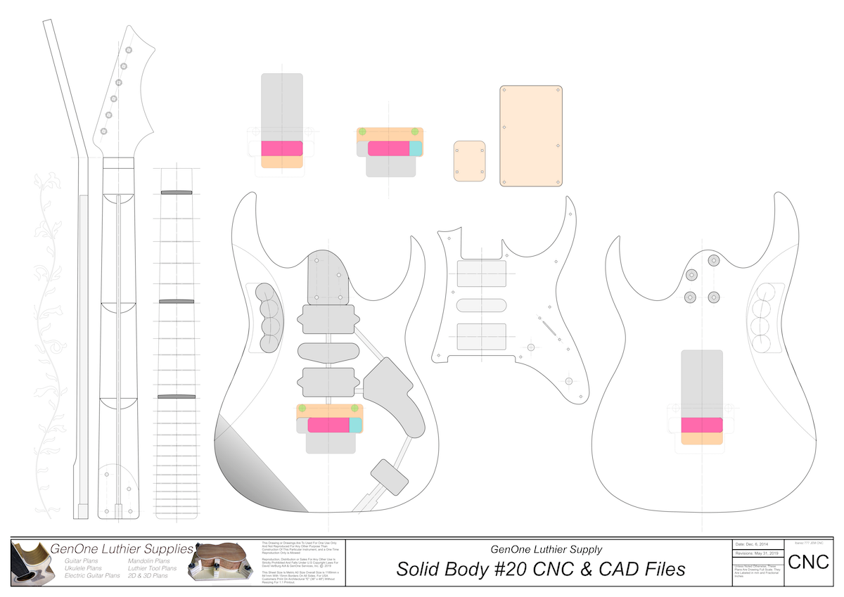 Solid Body Electric Guitar #20 2D CNC Files