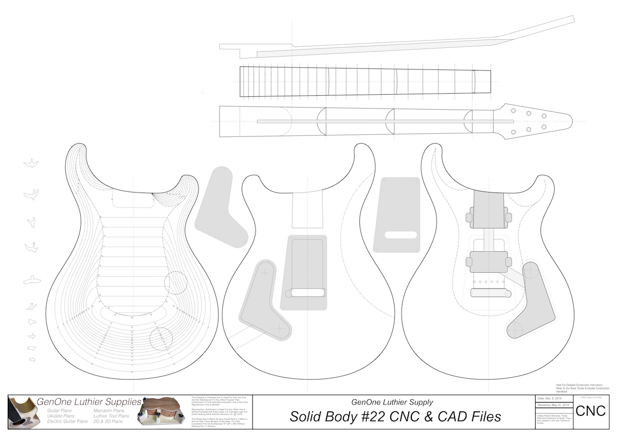 Solid Body Electric Guitar #22 2D CNC Files