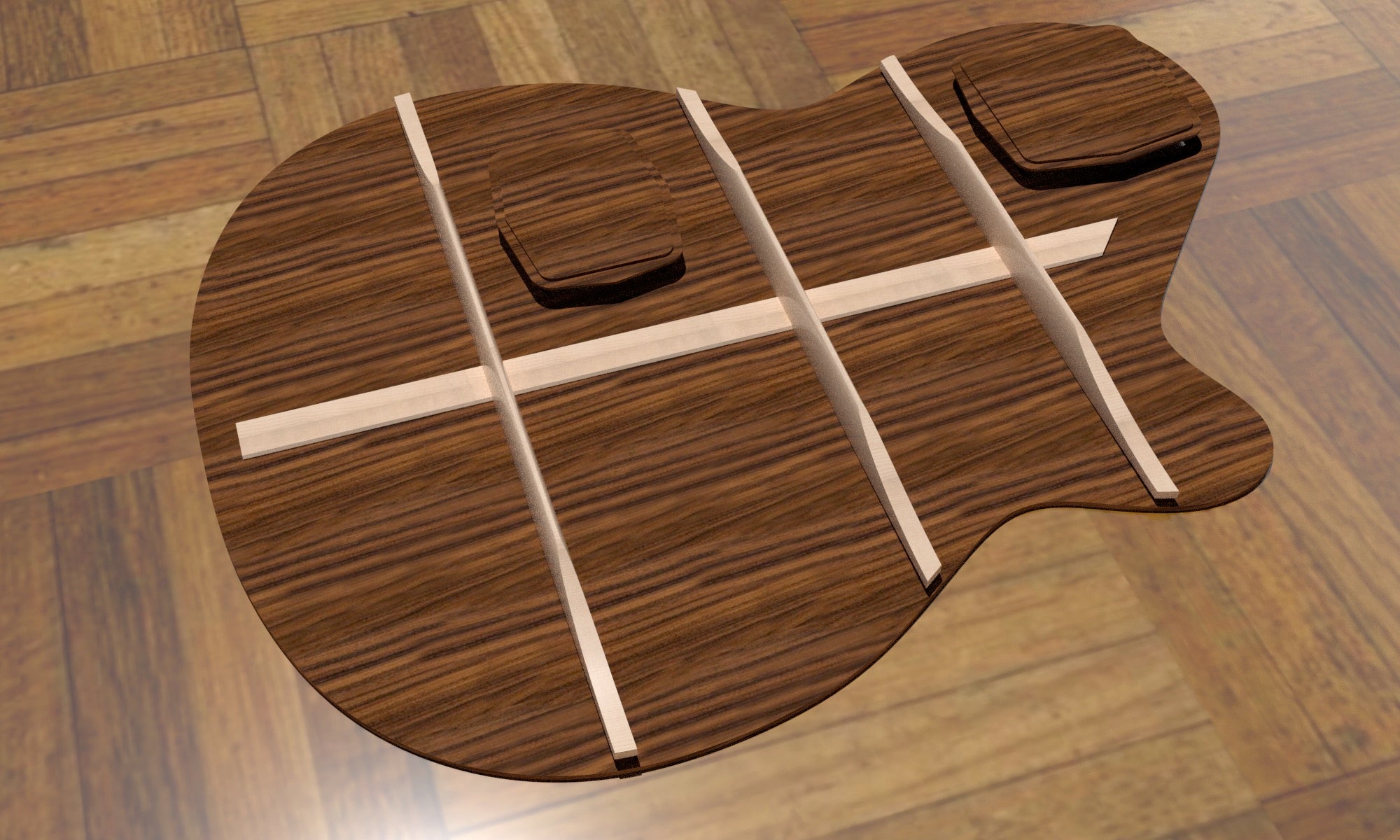 Sand Rosewood Nylon String Electric Guitar, Back Plate and Back Braces