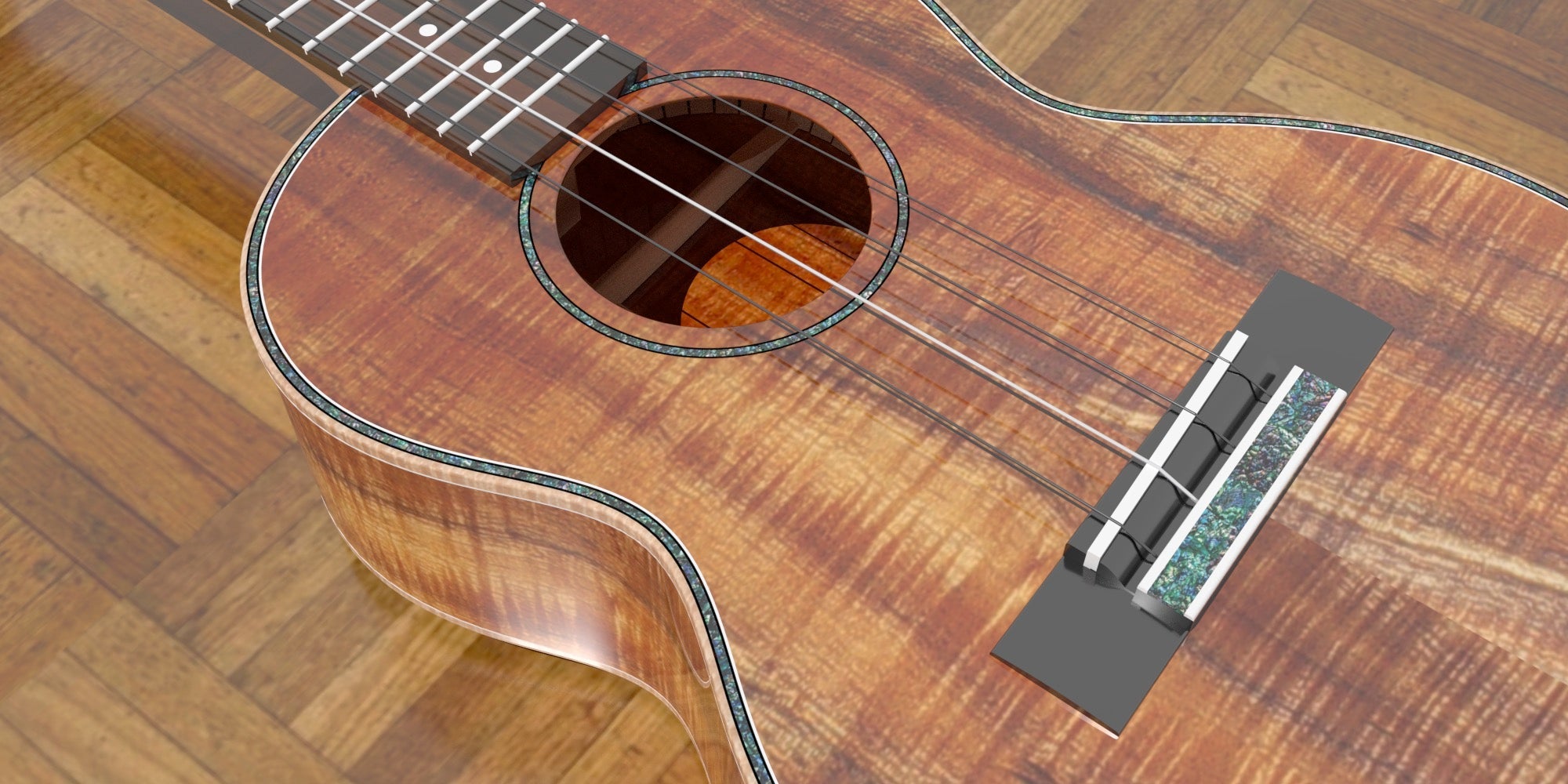 Tenor 14 Fret Ukulele, Closeup