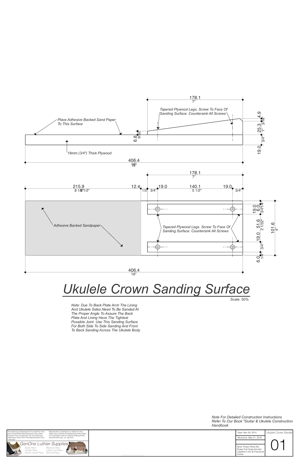 Crown Sanding Jig - Ukulele